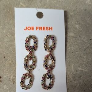 Joe Fresh Gold Multicolor Triple-Link Drop Earrings